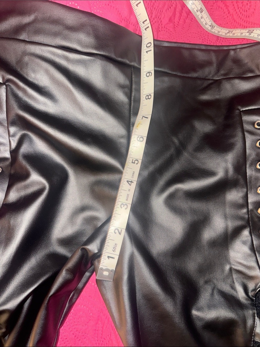 Source Unknown Black Faux Leather Lace-Up Flare Pants - Picture 8 of 13